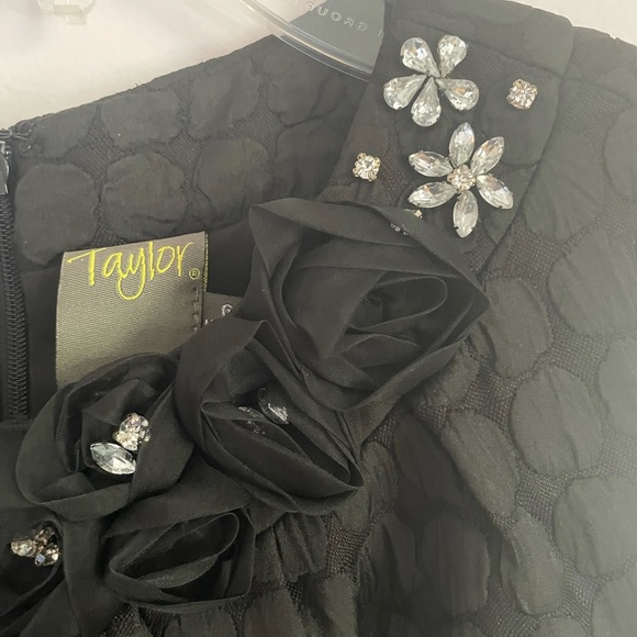 TAYLOR size 6 little black dress with neck embellishment - Picture 4 of 7